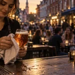 Best bars in lille : bar à bière à Vieux-Lille, verre ambré au comptoir