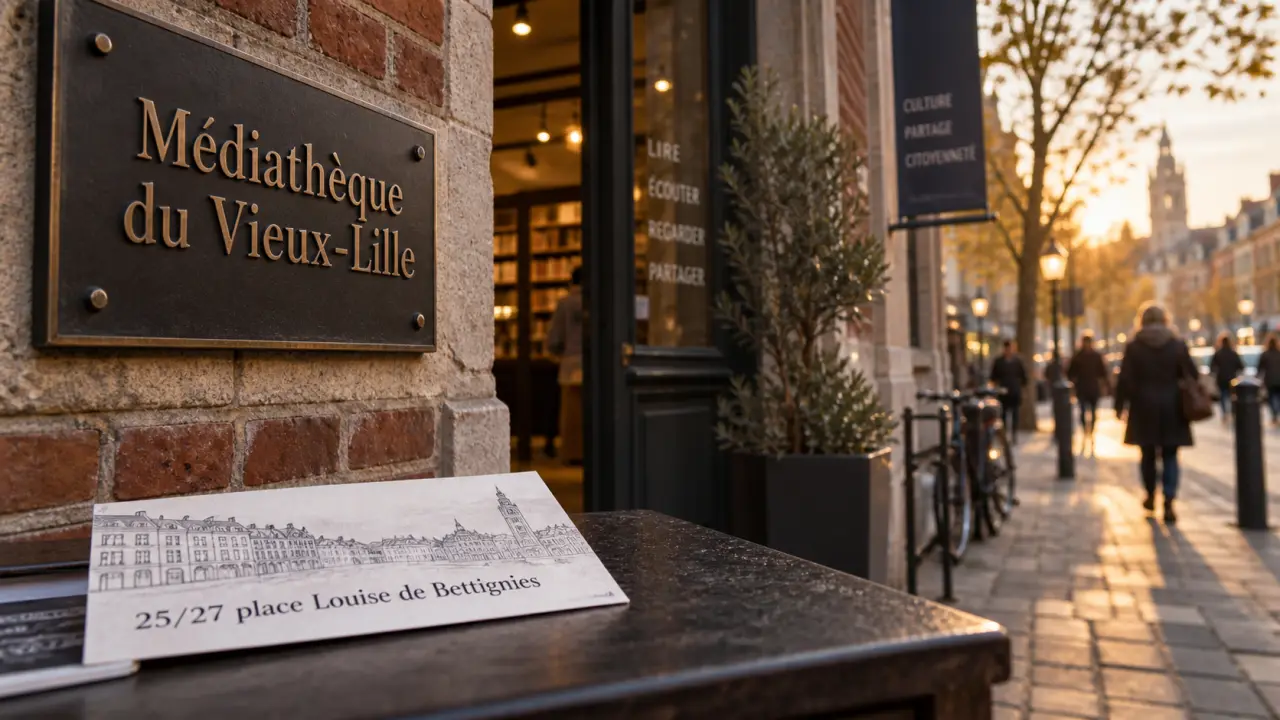 Bibliothèque vieux Lille, entrée médiathèque 25/27 place Louise de Bettignies