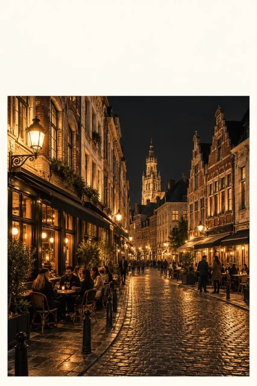 Ambiance des best bars in Lille dans les rues du Vieux-Lille le soir