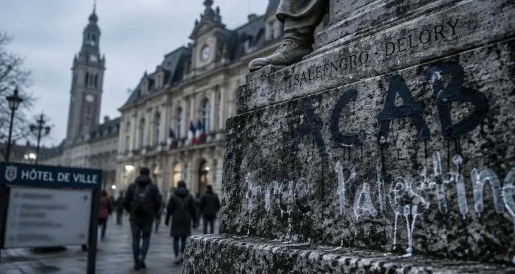À Lille, le monument Salengro-Delory tagué près de l’hôtel de ville
